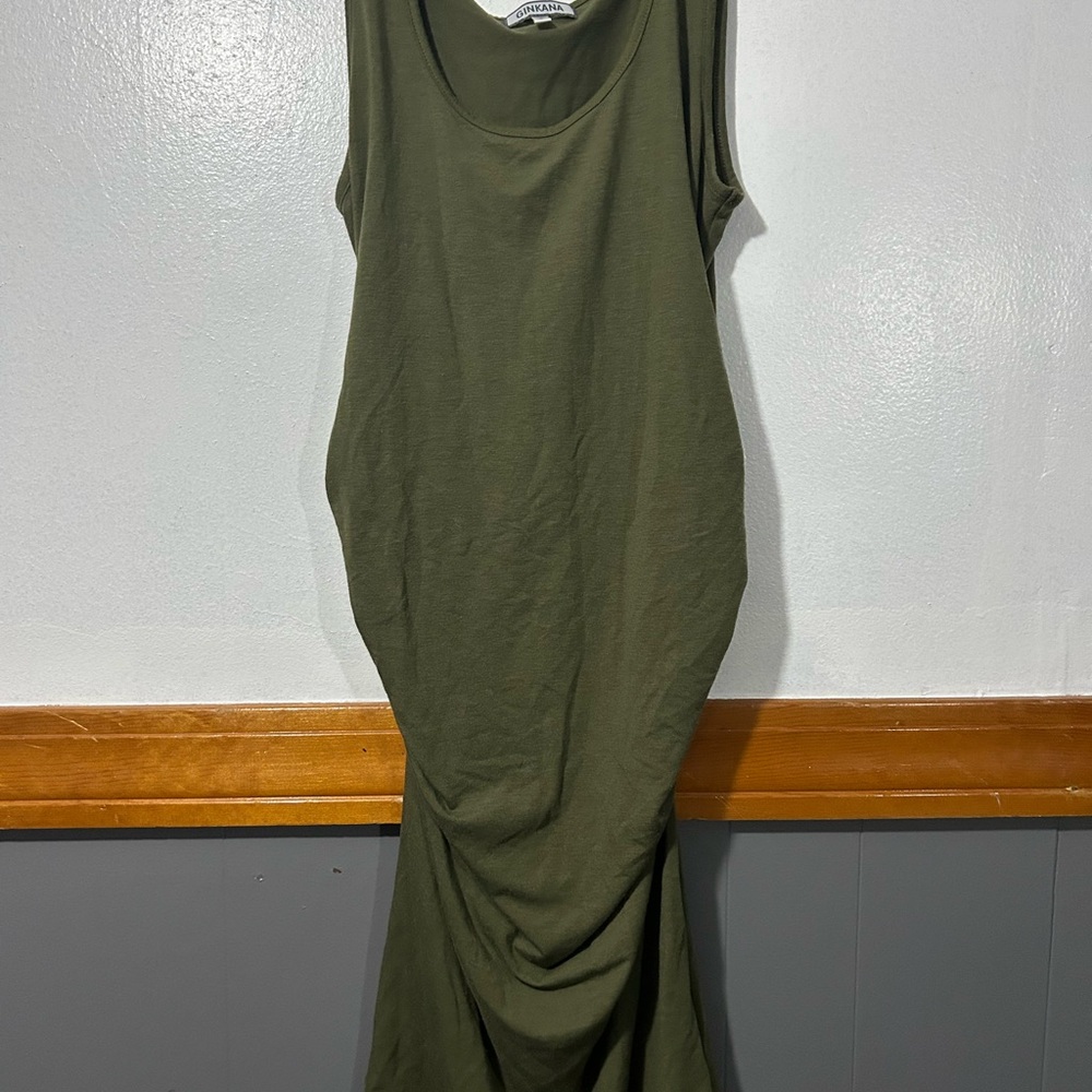 Sleeveless Olive Green Maxi Tank Dress